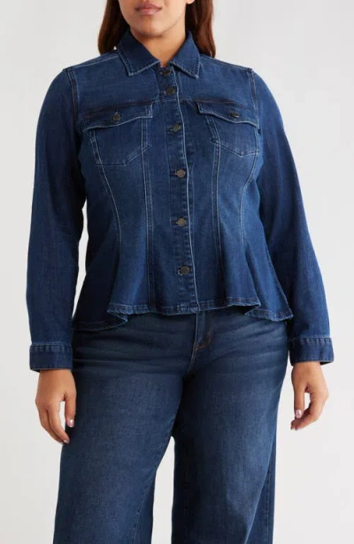 Liverpool Fit & Flare Denim Trucker Jacket In Blue