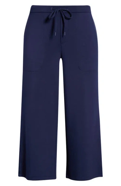 Liverpool Pull-on Crop Wide Leg Knit Pants In Blue