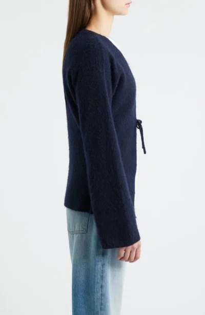 Hugo Boss Boss Orange Farfal Tie Front Cardigan In Blue