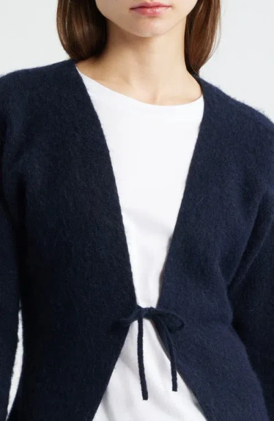 Hugo Boss Boss Orange Farfal Tie Front Cardigan In Blue