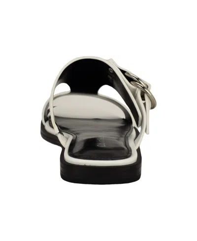 Calvin Klein Women's Meritt Leather Flat Slip-on Sandals In White