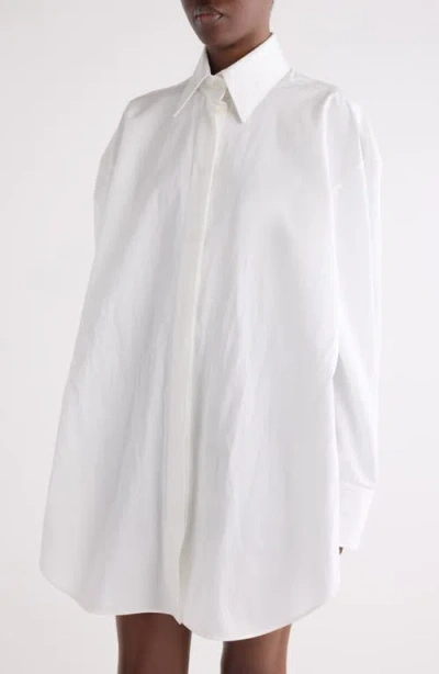 Givenchy High Low Tie Front Poplin Button-up Shirt In White