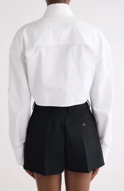 Givenchy High Low Tie Front Poplin Button-up Shirt In White