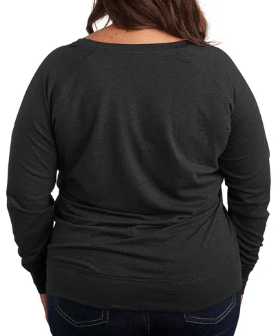 Hybrid Apparel Plus Size French Terry Long Sleeves Shirt In Gray