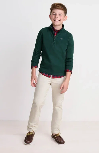 Vineyard Vines Kids' Saltwater Quarter Zip Pullover In Green