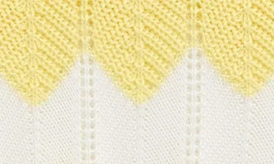 Cotton Emporium Chevron Stripe Pointelle Sweater In Multi