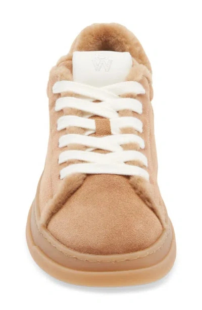 Stuart Weitzman Ellis Genuine Shearling Lined Sneaker In Brown