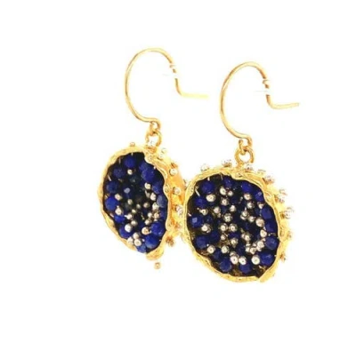 Esin Akan Dance Of Stamens Medium Earring, Gold Plated Earring With Lapis Lazuli In Gold