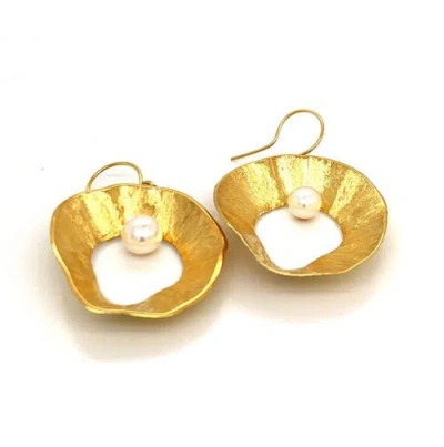 Esin Akan Sea & Moon Large Earring, Sterling Silver With Gold Plate In Gold