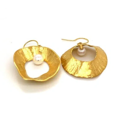 Esin Akan Sea & Moon Large Earring, Sterling Silver With Gold Plate In Gold