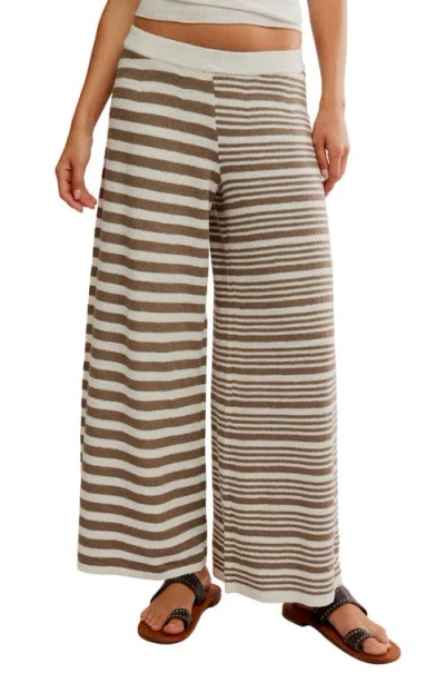 Free People Allyson Stripe Wide Leg Pants In Neutral