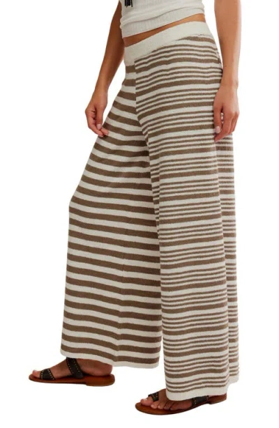 Free People Allyson Stripe Wide Leg Pants In Neutral