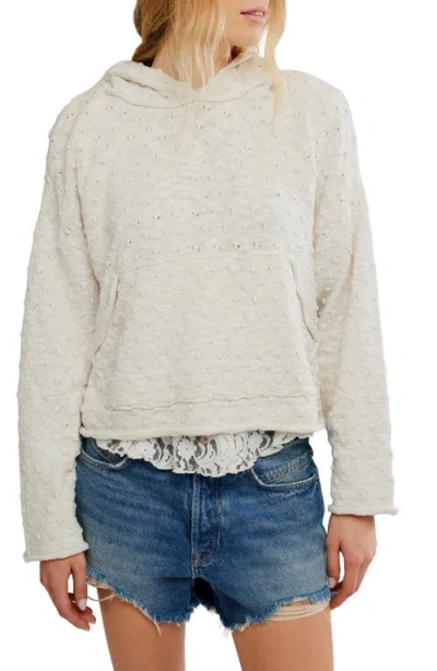 Free People Lake Side Open Knit Hoodie In White
