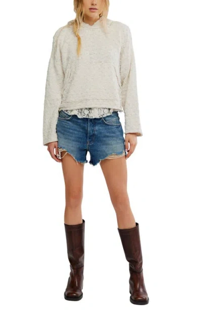 Free People Lake Side Open Knit Hoodie In White