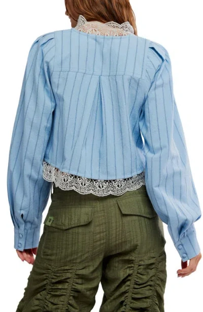 Free People Bali Jude Embroidered Lace Top In Blue