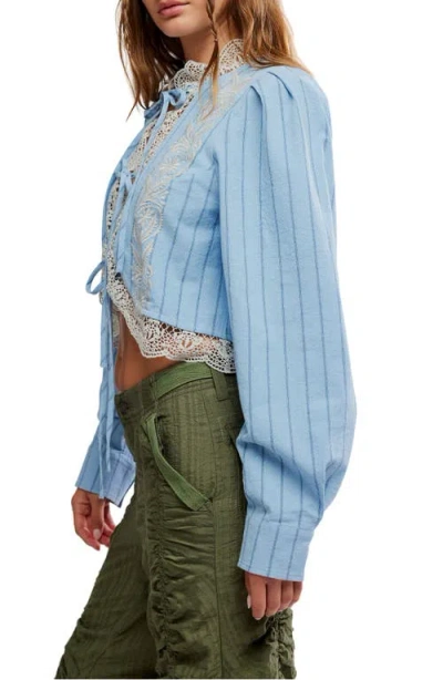 Free People Bali Jude Embroidered Lace Top In Blue