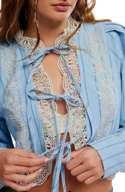 Free People Bali Jude Embroidered Lace Top In Blue