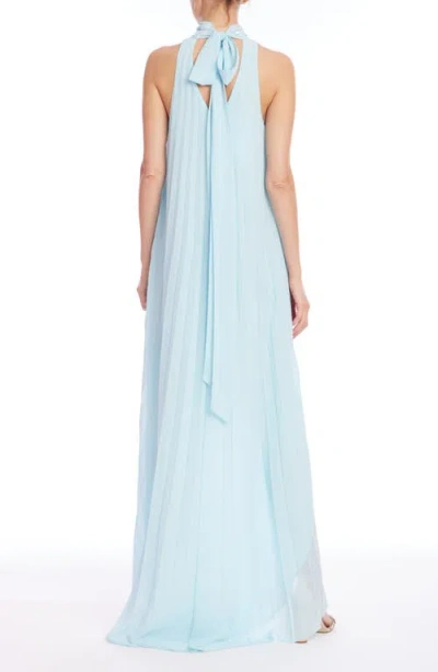 Jewel Badgley Mischka Pleated Chiffon High-low Gown In Blue