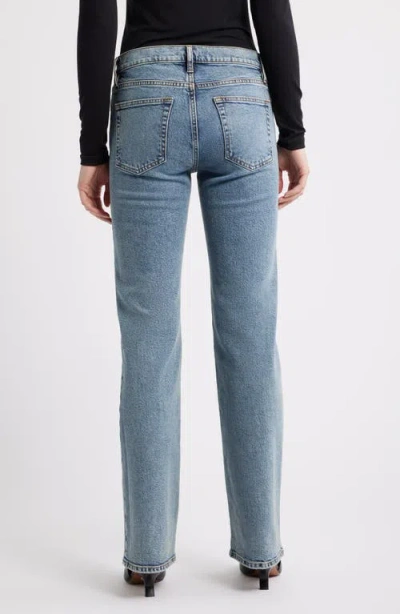 Frame Ruler Crop High Rise Straight Jeans In Indigo Vintage Fray In Blue