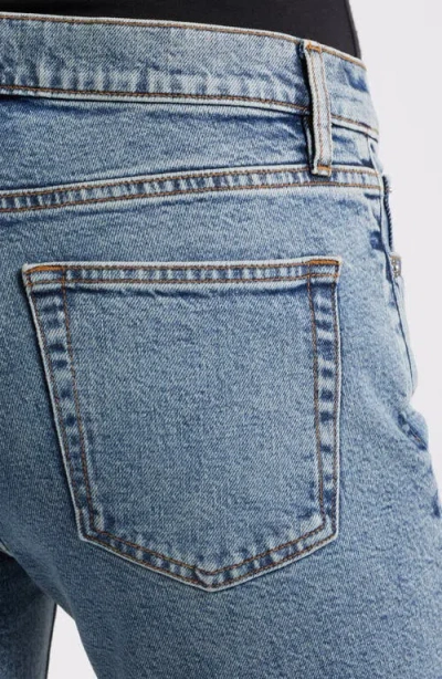 Frame Ruler Crop High Rise Straight Jeans In Indigo Vintage Fray In Blue