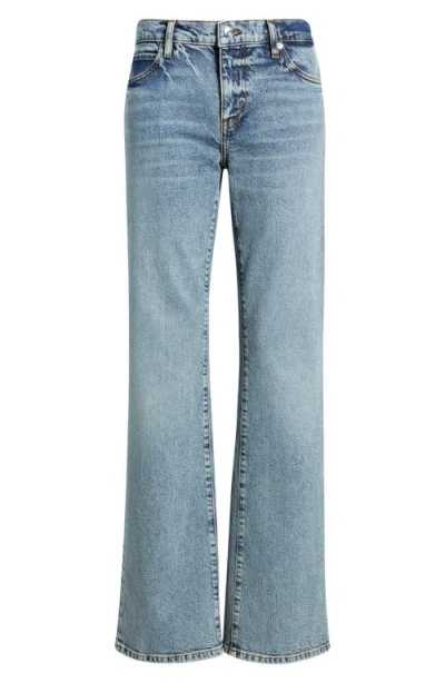 Frame Ruler Crop High Rise Straight Jeans In Indigo Vintage Fray In Blue