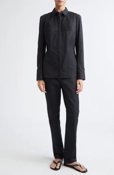 Partow Fulton Cotton Straight Leg Pants In Black