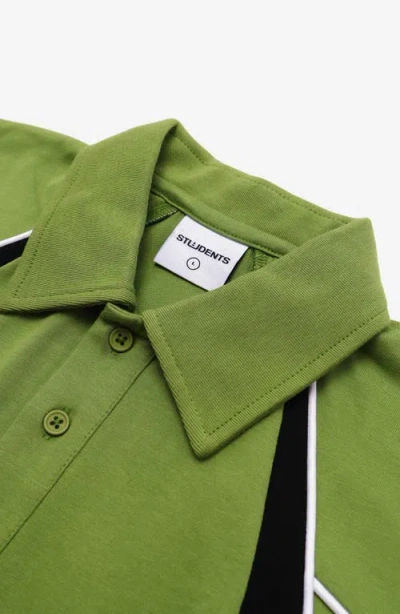 Students Captain Colorblock Long Sleeve Cotton Polo Shirt In Brown