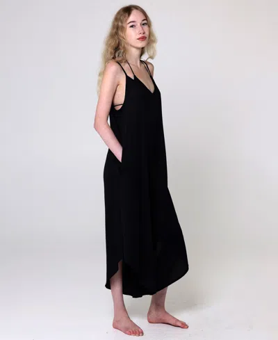 J Valdi Women's Flowy Scoop Neck Swim Jumper In Black