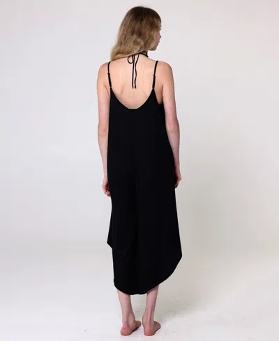 J Valdi Women's Flowy Scoop Neck Swim Jumper In Black