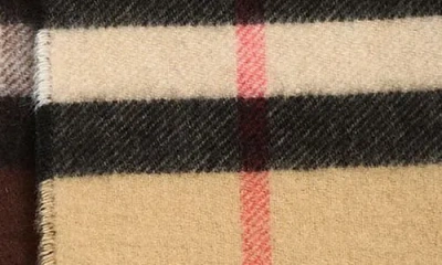 Burberry Ekd Check Reversible Double Face Cashmere Fringe Scarf In Brown