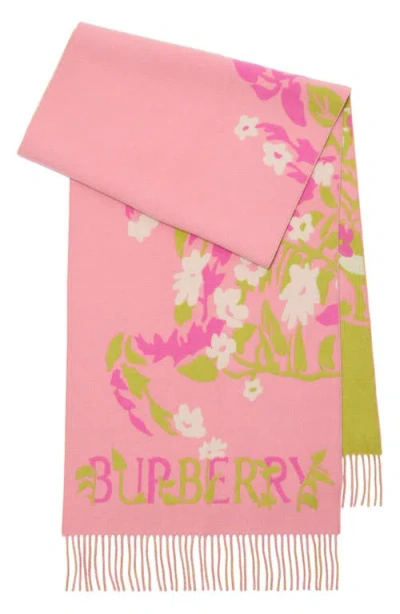 Burberry Reversible Ekd Floral Cashmere Scarf In Multi