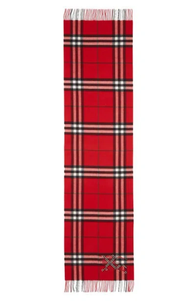 Burberry Wide Cross Stitch Ekd Check Cashmere Scarf