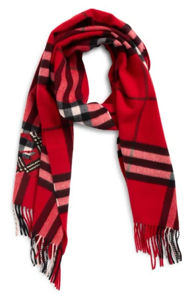 Burberry Wide Cross Stitch Ekd Check Cashmere Scarf