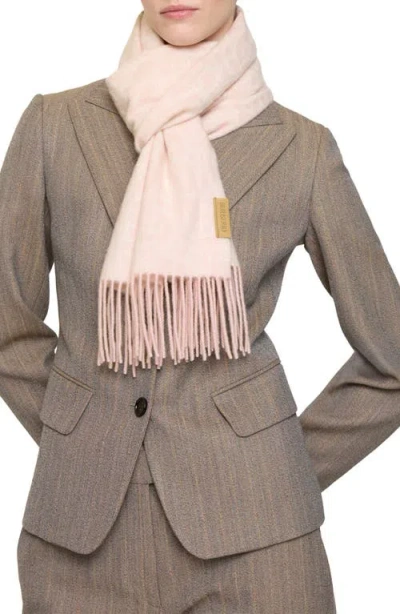 Burberry B Charm Anagram Double Face Cashmere Fringe Scarf In Pink