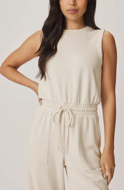 Splendid Scubasoft Tie Waist Sleeveless Jumpsuit In White