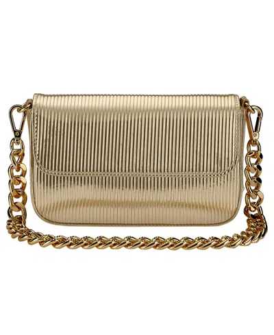 Gigi New York Twiggy Embossed Stripe Leather Shoulder Bag In Gold