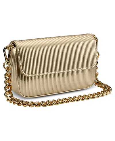 Gigi New York Twiggy Embossed Stripe Leather Shoulder Bag In Gold