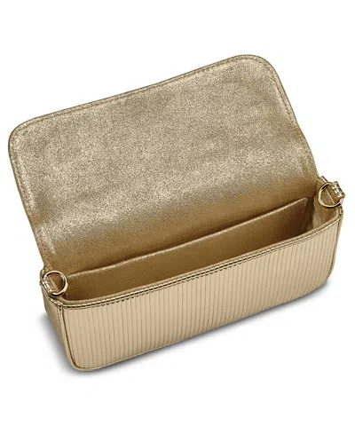 Gigi New York Twiggy Embossed Stripe Leather Shoulder Bag In Gold