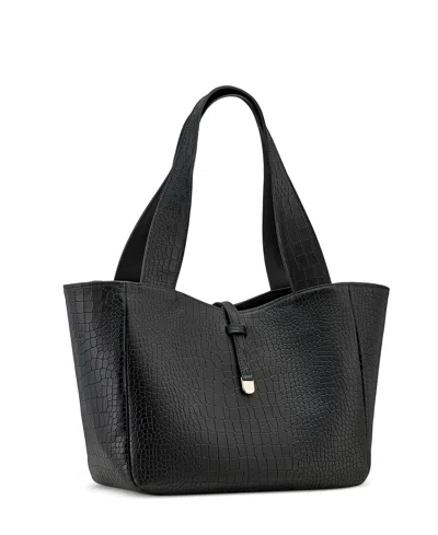 Gigi New York Mercer Embossed Croc Leather Tote Bag In Black