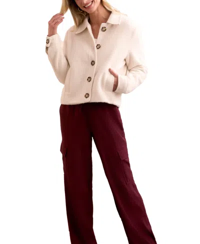 Tribal Women's Super Soft Boucle Button-front Jacket In Neutral