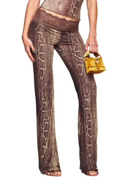 I.am.gia Silo Snakeskin Print Pants In Brown