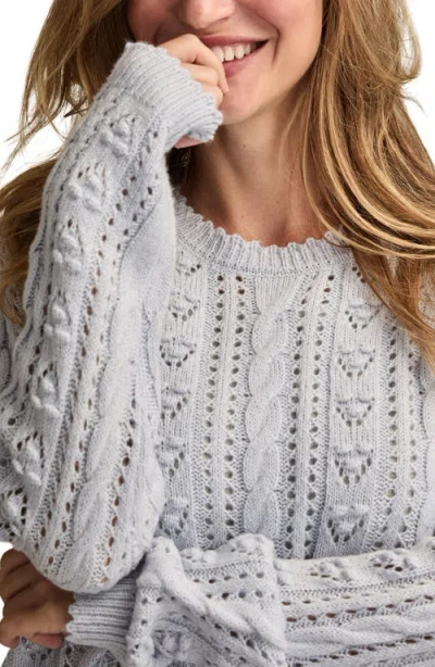 Lucky Brand Pointelle Sweater In Gray