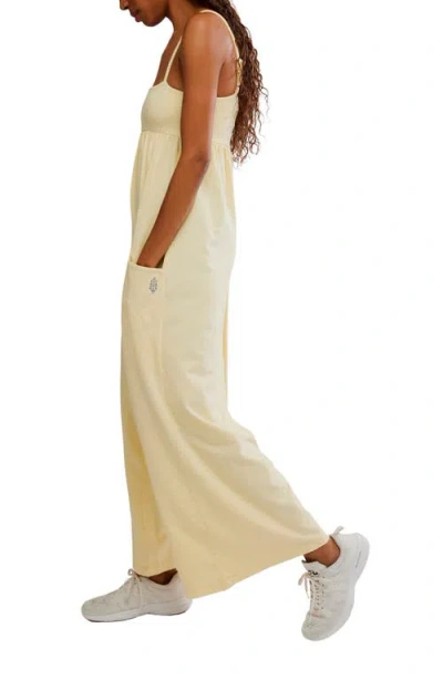 Free People Fp Movement Hot Shot Strappy Stretch Cotton Jumpsuit In Yellow
