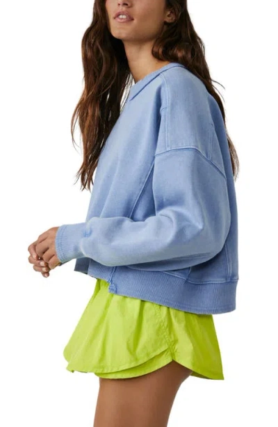 Free People Intercept Cotton Blend Sweatshirt In Blue