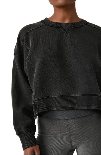 Free People Intercept Cotton Blend Sweatshirt In Black