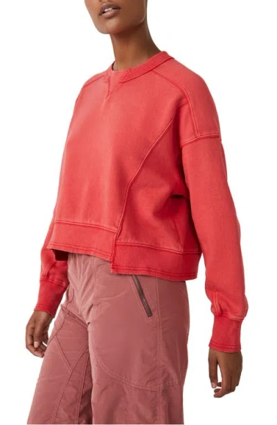 Free People Intercept Cotton Blend Sweatshirt In Red