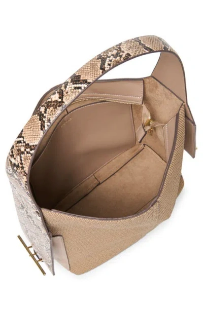 Dolce Vita Annalise Mixed Media Shoulder Bag In Brown