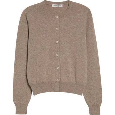 Johnstons Of Elgin Iris Cashmere Crewneck Cardigan In Brown