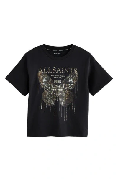 Smallsaints By Allsaints Kids' Butterfly Oversize Cotton Graphic T-shirt In Black
