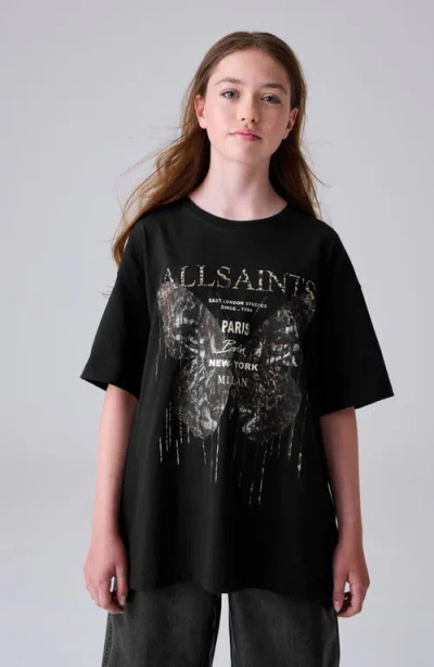 Smallsaints By Allsaints Kids' Butterfly Oversize Cotton Graphic T-shirt In Black